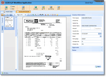 Document Workflow Application Interface